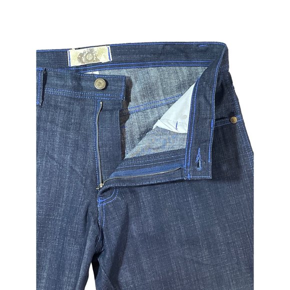 NWOT Rich Kids Dark Wash Blue Topstitching 38x32 Denim Jeans Hip Hop Wide Leg - Picture 6 of 11